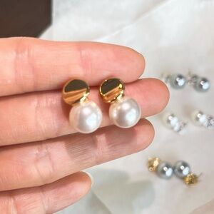 Pearl Stud Earrings, 925 Silver Posts, featuring Swarovski Pearls